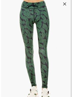 The Upside Leggings Palm Leaf Print Yoga Pants Athletic Tropical Green Navy Sz 2